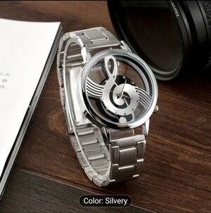 Silvery Musical Note Watch